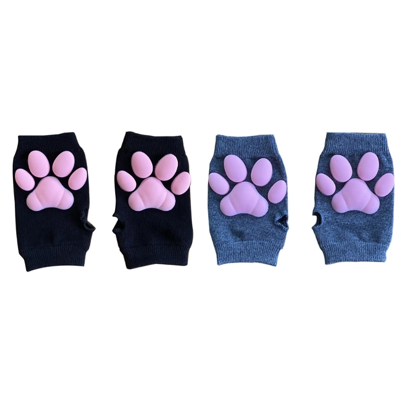 

3D for Cat Claw Pad Gloves Fingerless Kitten Hand Sleeve Knitted for Cat Paw Gloves Silicone Claw for Cat Cosplay NEW