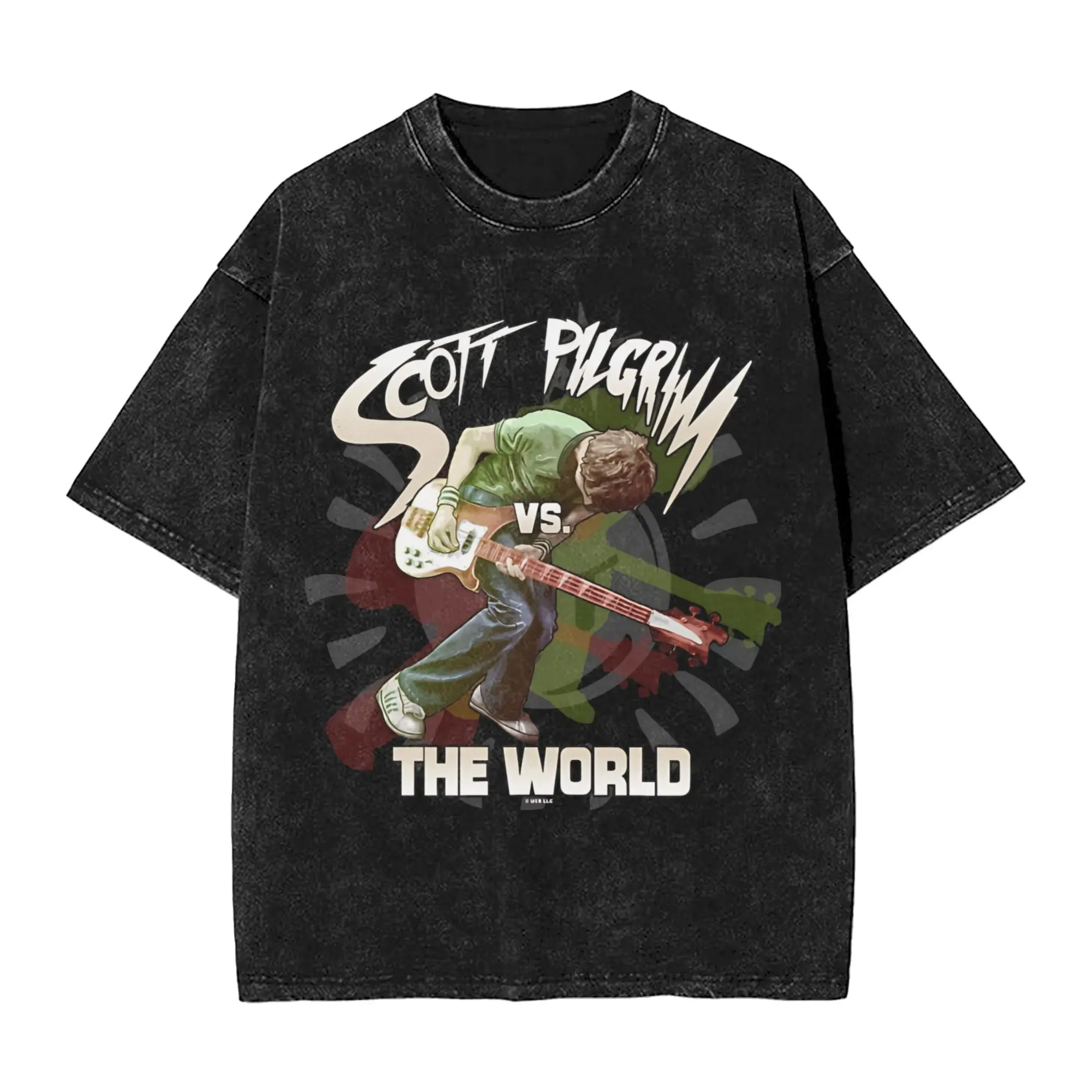 Scotts Pilgrims vs The World T Shirt Hip Hop Washed 100% Cotton Harajuku T-Shirts  Vintage for Men Women Streetwear