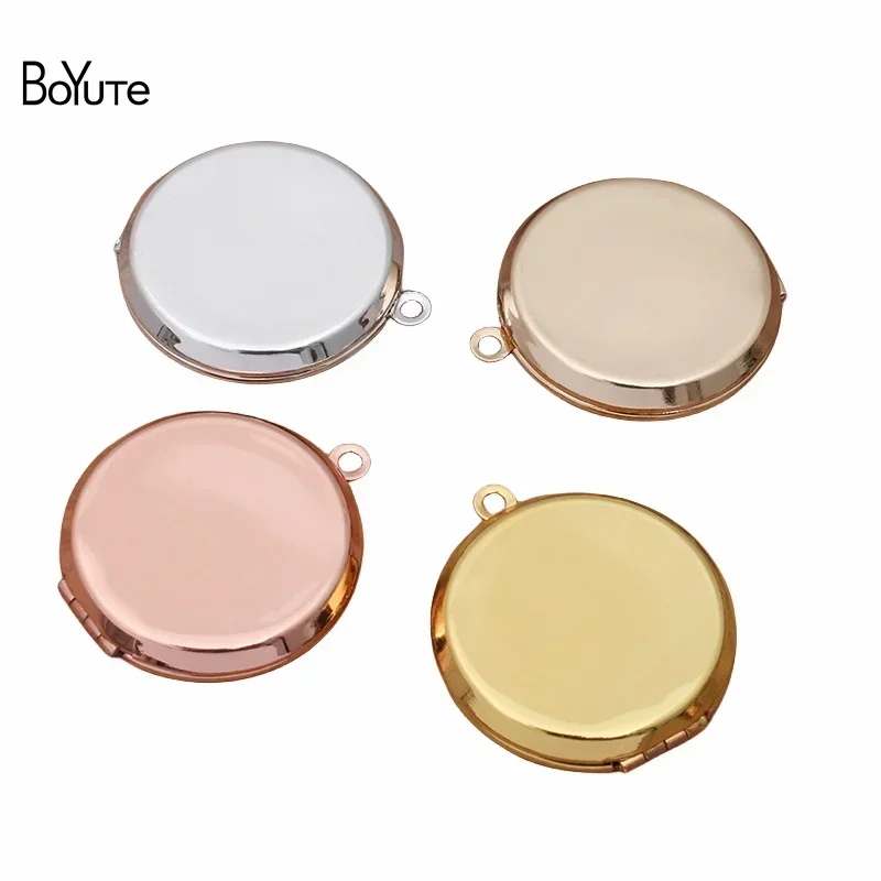 BoYuTe (10 Pieces/Lot) 36*31*7.5MM Round Metal Brass Plain Memory Photo Locket Pendant Factory Direct Sale