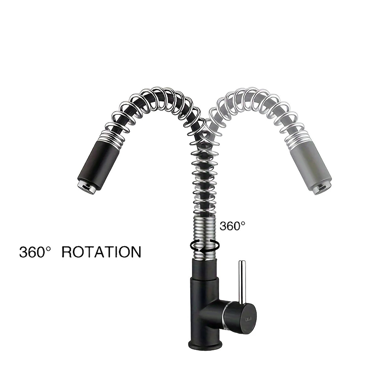 ULA Brass Spring Kitchen Sink Faucets 360 Rotation Hot Cold Water Mixer Crane Tap Black Chrome Sink Faucet Flexible Nozzle