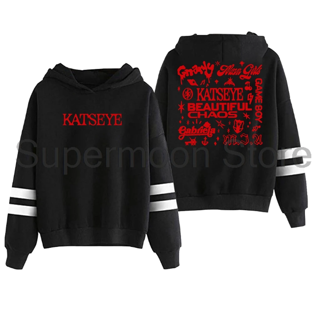 Kpop Katseye Beautiful Chaos Album Merch Hoodie Pocketless Parallel Bars Sleeve Streetwear Men Women Hooded Sweatshirt