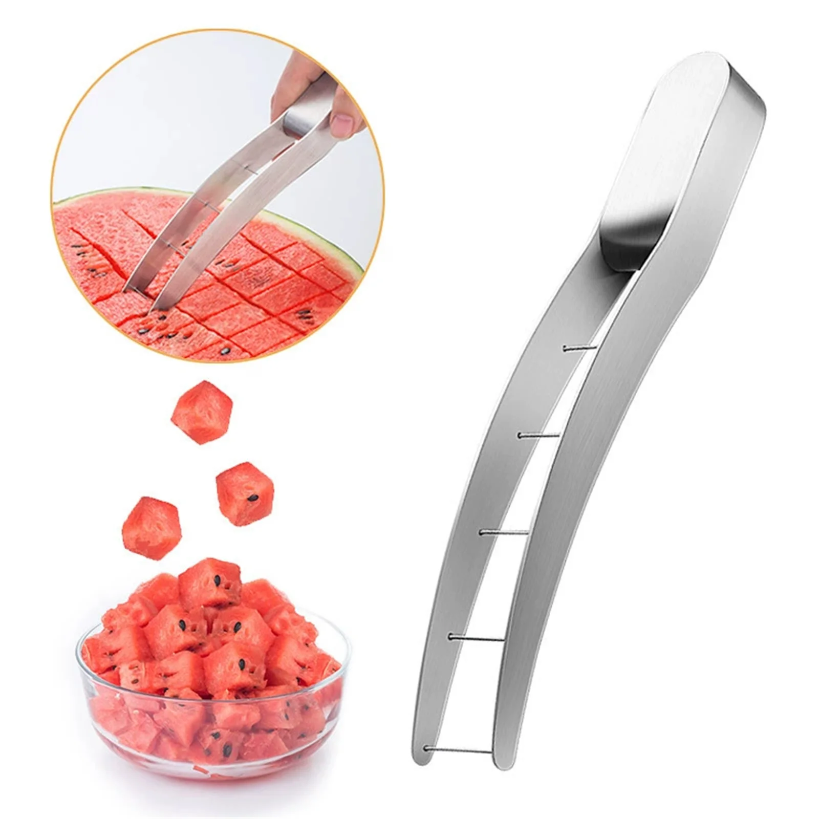 Stainless Steel Watermelon Slicer Cutter Tool Picnic Fruit Prep Uniform Division Tool For Kitchen Use With Anti Slip Handle