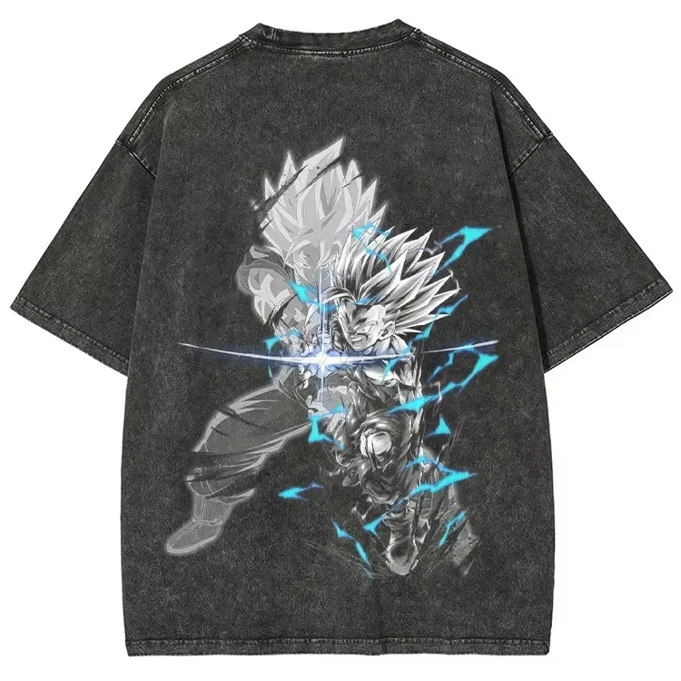 

Dragon Ball Son Gohan Printed Short Sleeve T-Shirt Casual Summer Wear Men's Street Clothing Men's Clothing Washed Top Popular