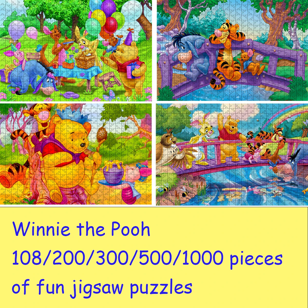 Winnie the Pooh 108/200/300/500/1000 pezzi di divertente puzzle in legno di un pezzo Puzzle Giocattoli Regali