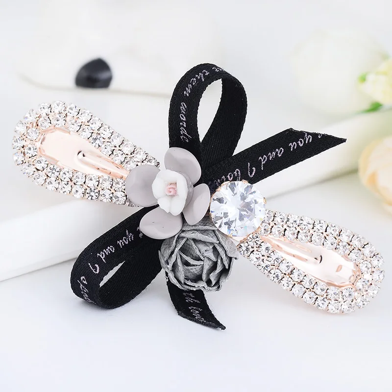 EASYA 2022 Hot Sale Flower Barrettes Hair Accessories Jewelry Metal Sparkling Crystal Hairpin Ribbon Bowknot Wedding Hair Clips image 4