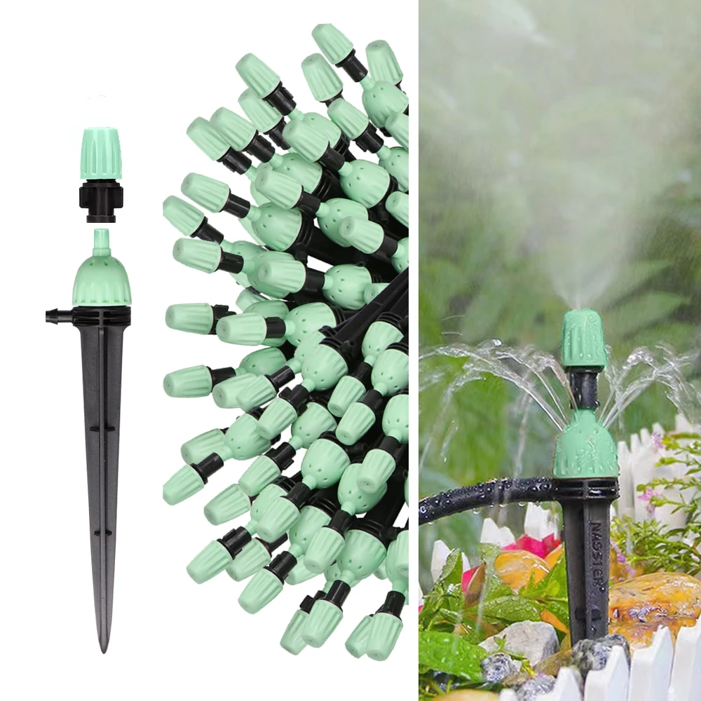 

20PCS Adjustable 2-IN-1 Garden Sprinker with Stake Mist Nozzle Irrigation Spray Dripper for Garden Greenhouse Plants Watering