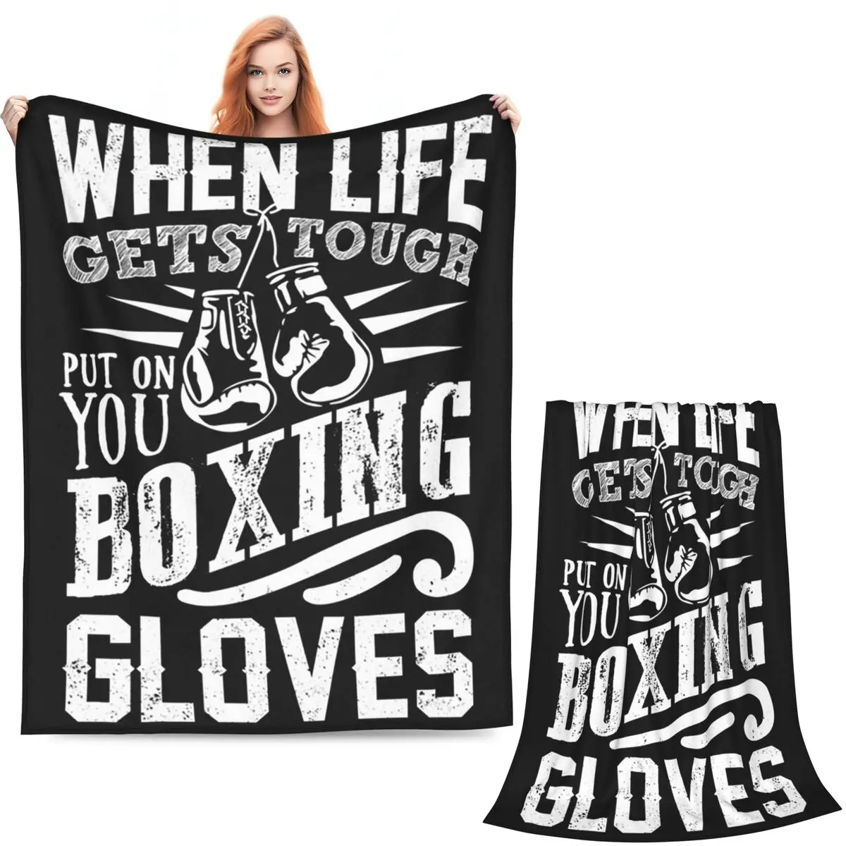 Boxing Gloves Blankets Soft Warm Flannel Throw Blanket Plush for Bed Living room Picnic Travel Home Sofa