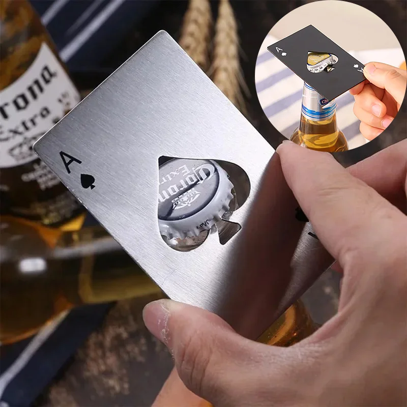 Poker Bottle Opener Portable Stainless  Steel Bottle Opener Ace of Spades Credit Card Bottle Opener Cocina Accesorio Cheap
