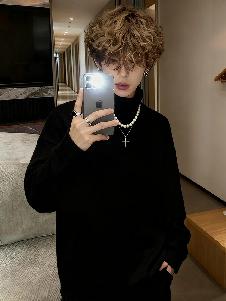 

Корейский мужской вязаный свитер с высоким воротником, на флисовой подкладке, утепленный, для зимы, теплый базовый слой, премиум-класс