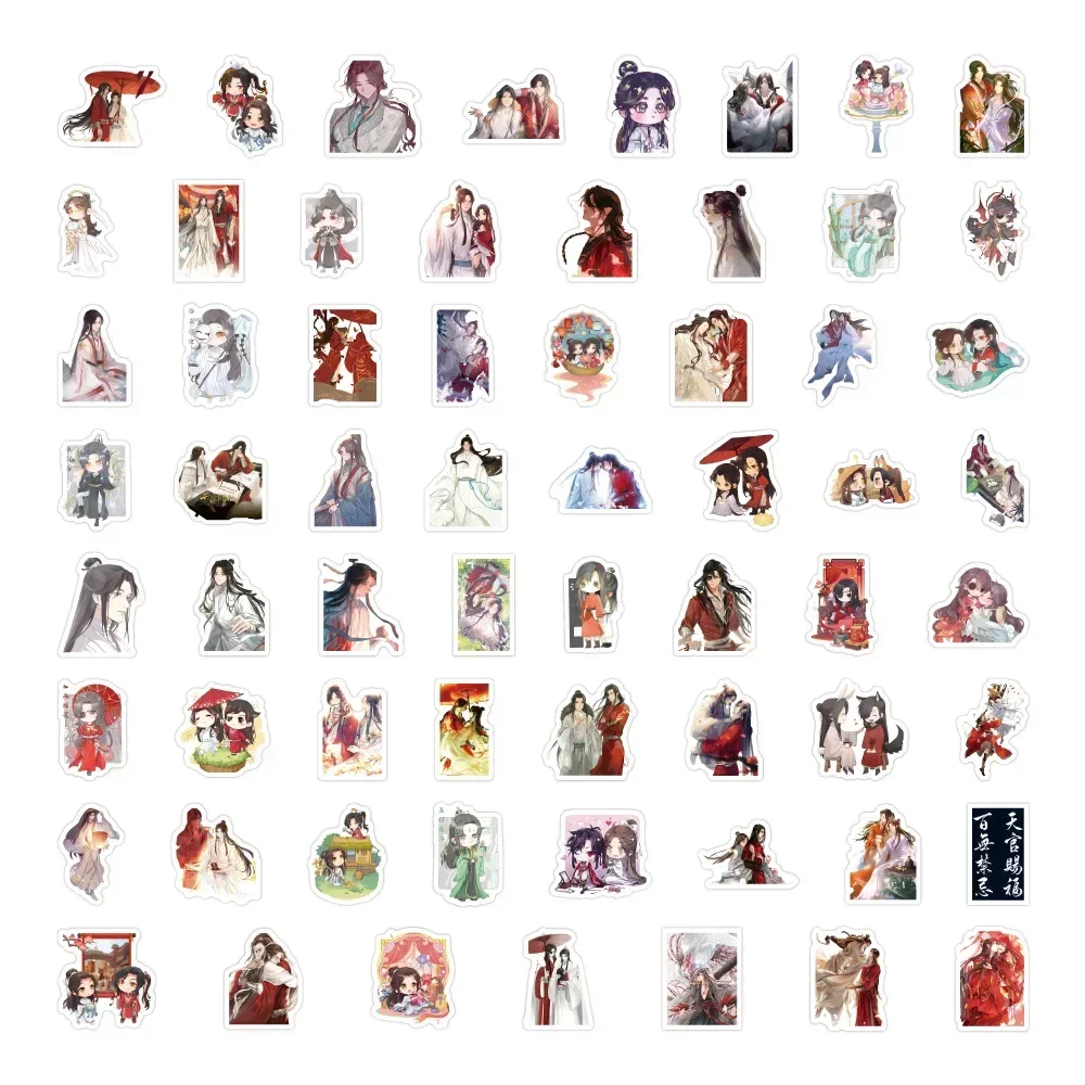 Etiqueta engomada del Anime Tian Guan Ci Fu Hua Cheng Xie Lian, etiqueta de Cosplay, Dios celestial, bendice a las personas, calcomanía de juguete para niños, 60 piezas