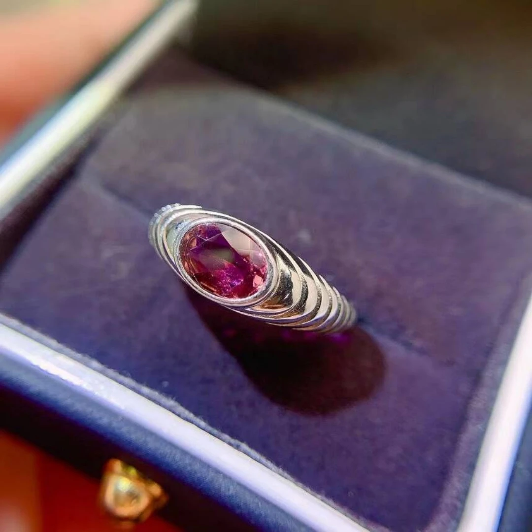 KJJEAXCMY New Jewelry Natural Women's Tourmaline Ring 925 silver inlay Colorful and splendid High clarity supports detection