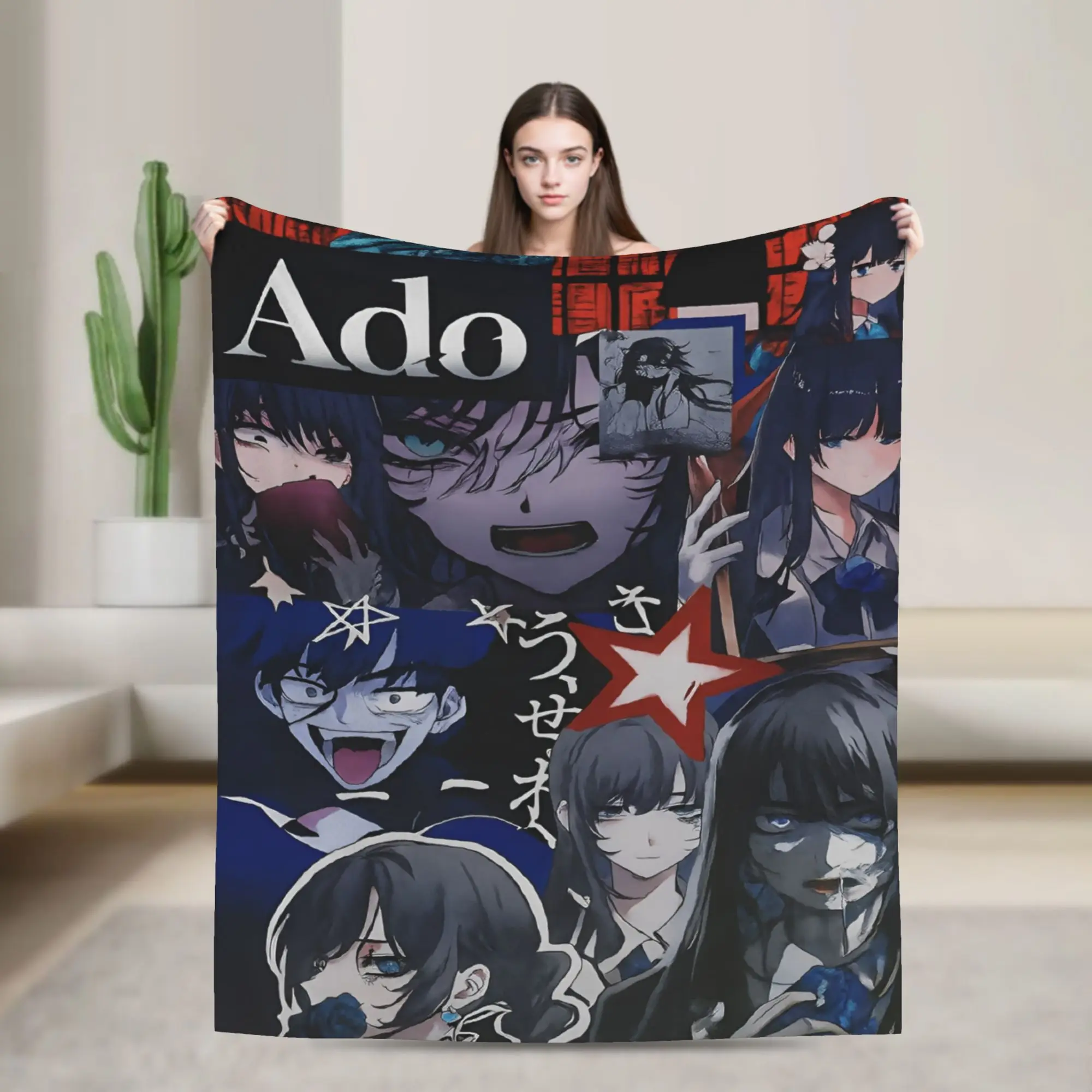 Ado Hibana World Tour Knitted Blankets Fleece Anime Music Super Soft Throw Blankets for Bedding Couch Bedroom Quilt