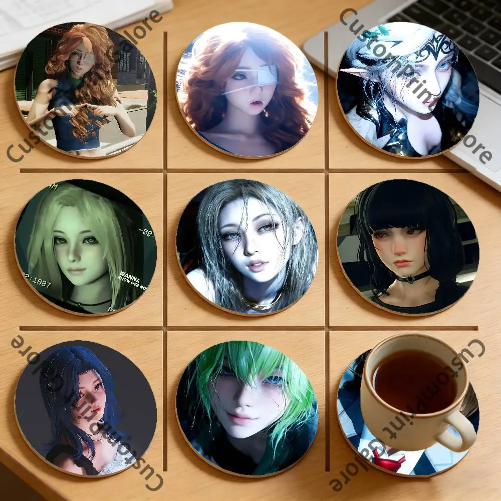 

E-Eternum Natural Pine Wood Round Coasters Non-Slip Heat-Resistant Cup Mats for Coffee Drinks