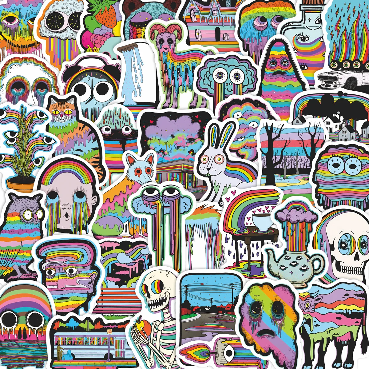 

10/50PCS Rainbow Art Abstract Graffiti Stickers Exquisite Fashion DIY Toys Secret for Scrapbook Travel Bag Aesthetic Decals