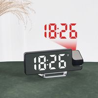 Date/Temperature Display Projection Alarm Clock 12/24H 180° Rotating Projection LED Digital Mirror Clock Brightness Adjustable