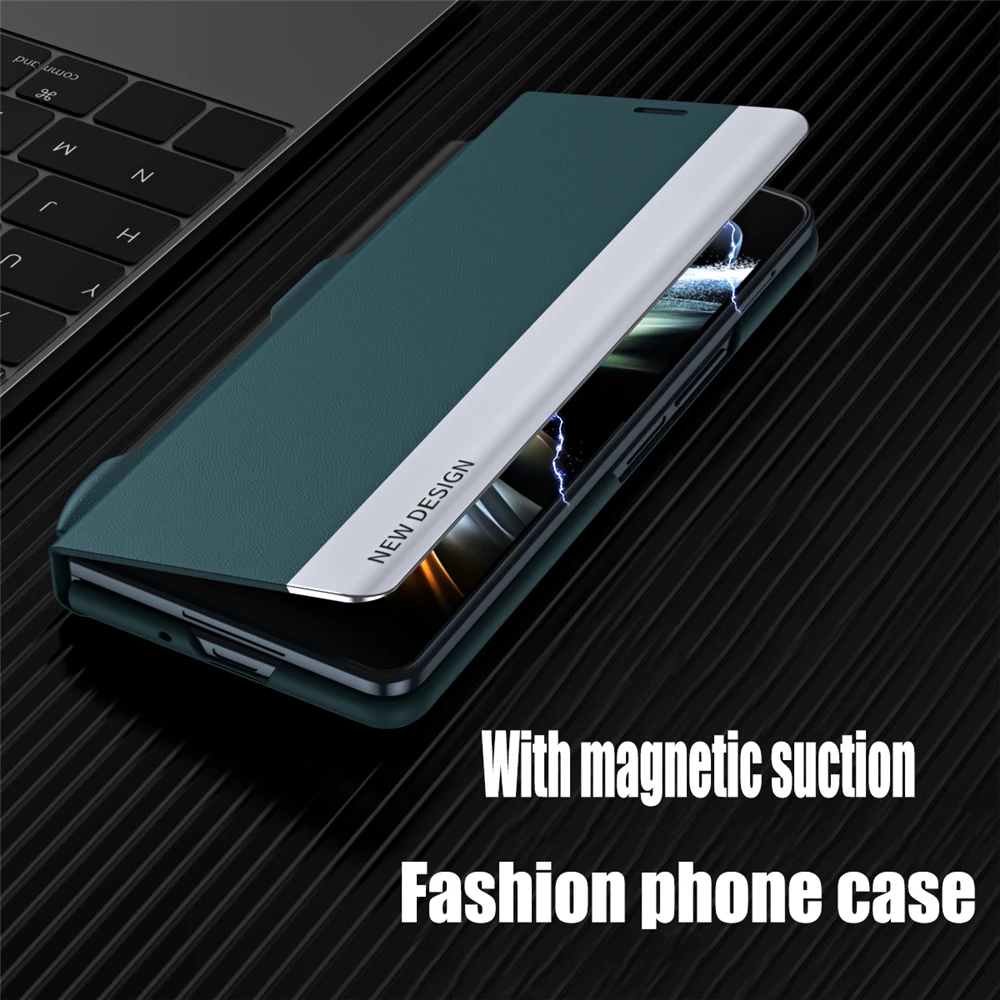 Magnetic Leather Case With S Pen Holder Flip Protection Full Cover For Samsung Galaxy Z Fold 6 5 5G Phone Cases Shockproof Funda