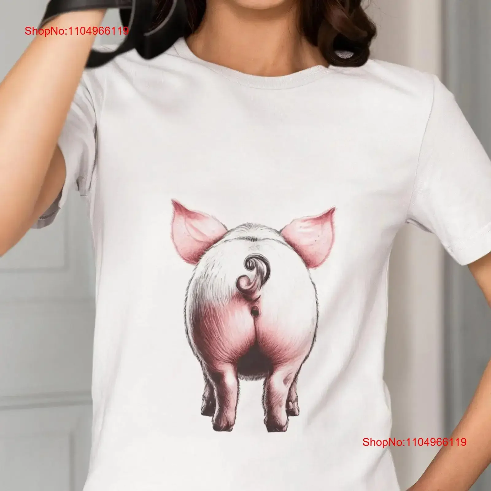 

Unique Pig Illustration T Shirt Artistic Animal for All Cute Farm Casual Wear Perfect Pet Lovers vintage Washed Slightly