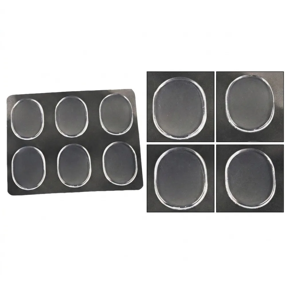 Reusable Polyurethane Gel Heel Pads for Ice Skating Comfort Transparent Flexible Oval Design 3.2 cm x 2.5 cm 6 Pcs