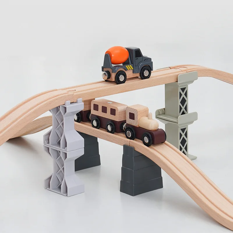 All Kinds of Bridge Piers Wooden Railway Train Track Accessories fit for All Brands Wooden Train Tracks Kids Educational Toys