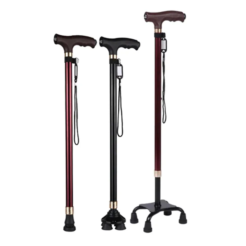 

Non-slip Walking Sticks For The Elderly Retractable Aluminum Alloy Multifunctional Cane With Led Light Old Men Crutch