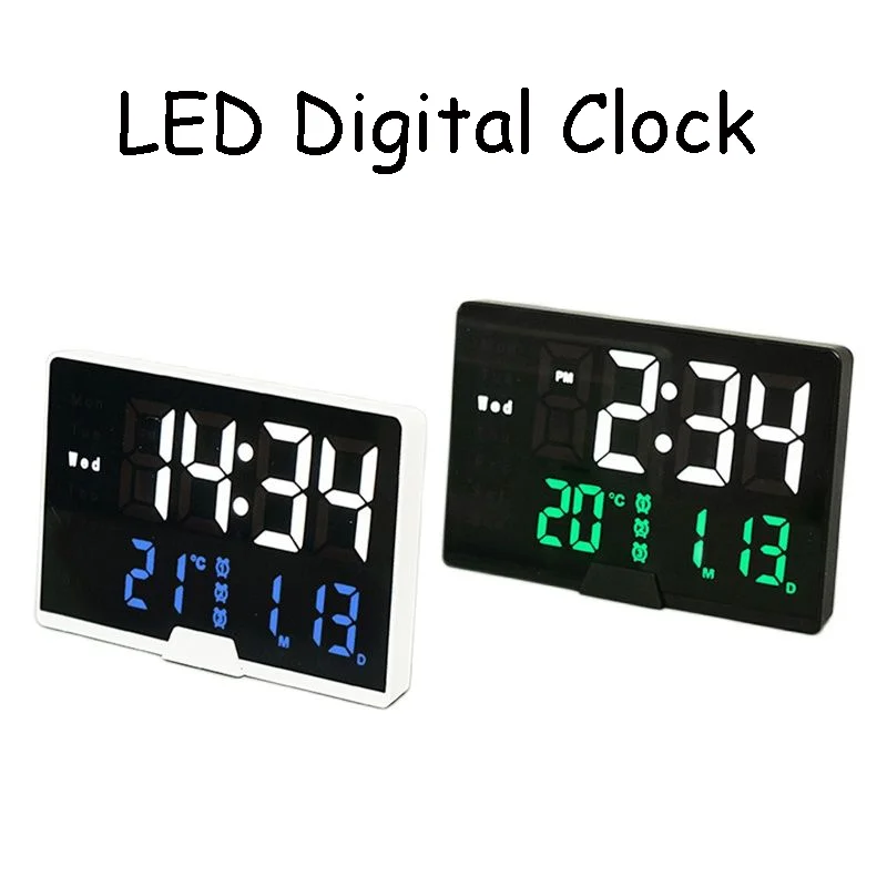 LED Large Screen Digital Alarm Clock Voice Control Temp Touch Snooze 3 Alarms USB Portable Electronic Table Clocks Home Decor