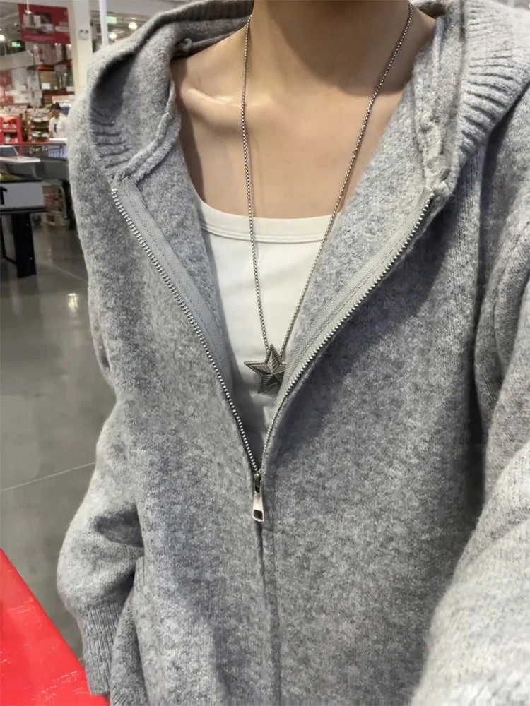 

Cleanfit Легкий вязаный открытый кардиган с капюшоном, мужской осенний элитный винтажный свитер Lazy Sle, мягкий, удобный Jaet