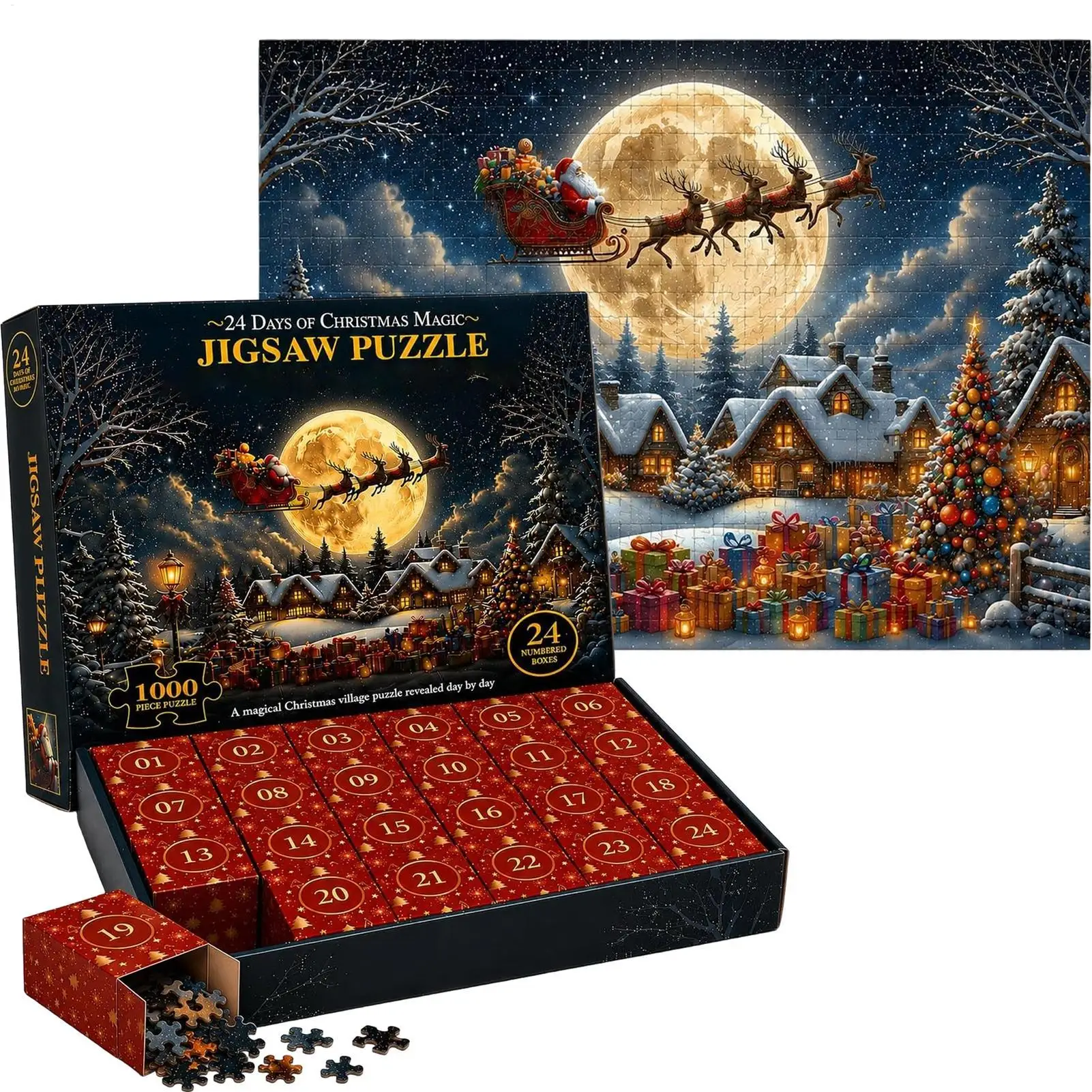 Jigsaw Puzzle 2026 Christmas Advent Calendar 1000pcs finished winter scene