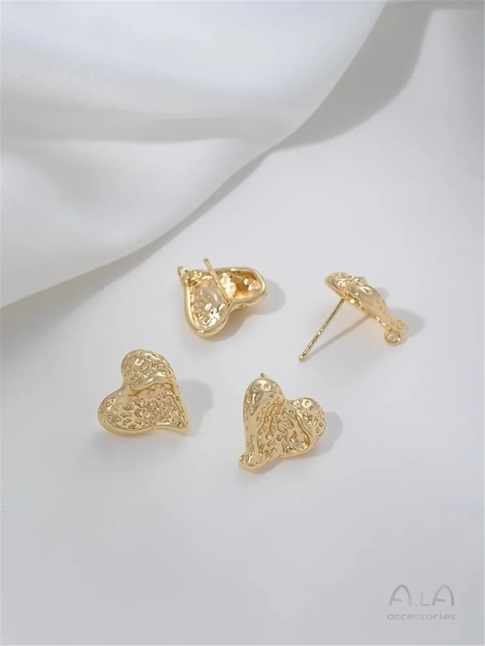 

14K Gold-clad Shaped Lava Heart Earrings with Hanging 925 Silver Needle Diy Handmade Love Ear Jewelry Accessories E378