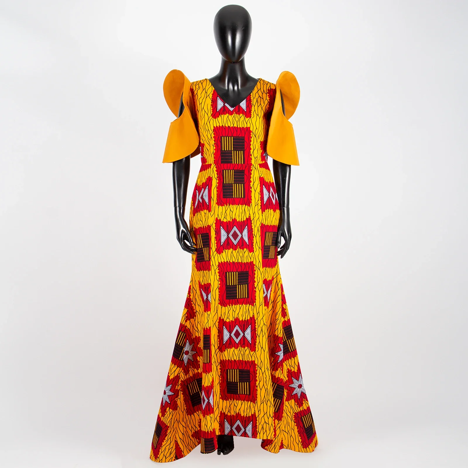 African Dresses for Women Flare Sleeve High Waist Maxi Dress Bodycon Dress Vintage Elegant Dashiki Print Party Evening A2225008