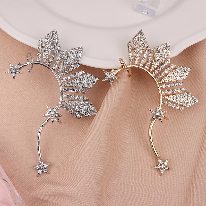 1Pcs Rhinestone Star Ear Clips Non-Piercing Ear Cuff Clip Jewelry Catriona Gray Miss U Ear Cuff Inspired Three Stars And The Sun