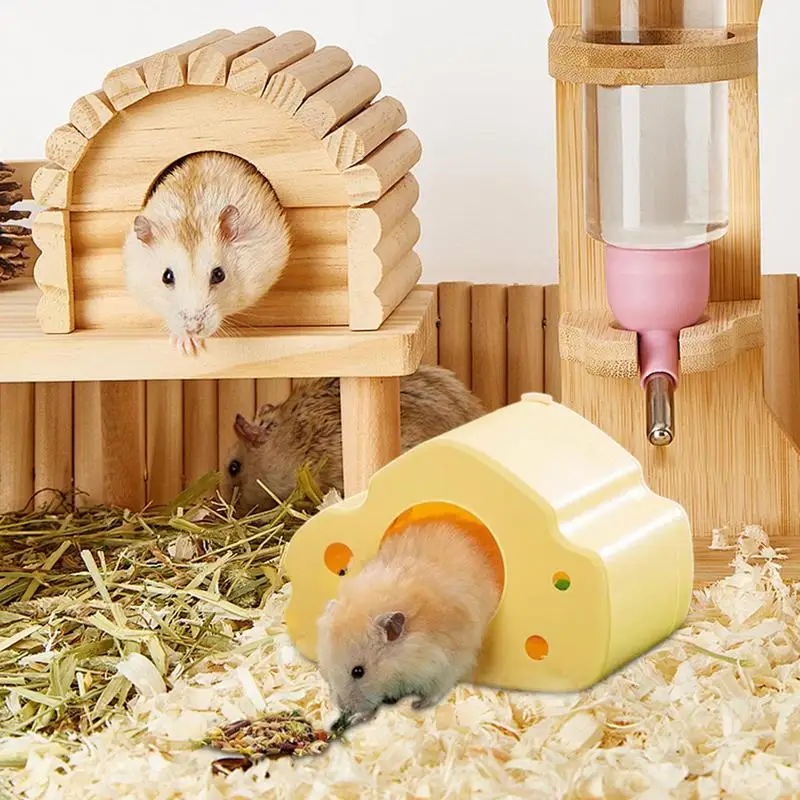 Hamster Hut House Magnetic Chinchilla House Cheese Hamster Hide Small Animal Habitat Decor Semi Closed Shelter Gerbil House