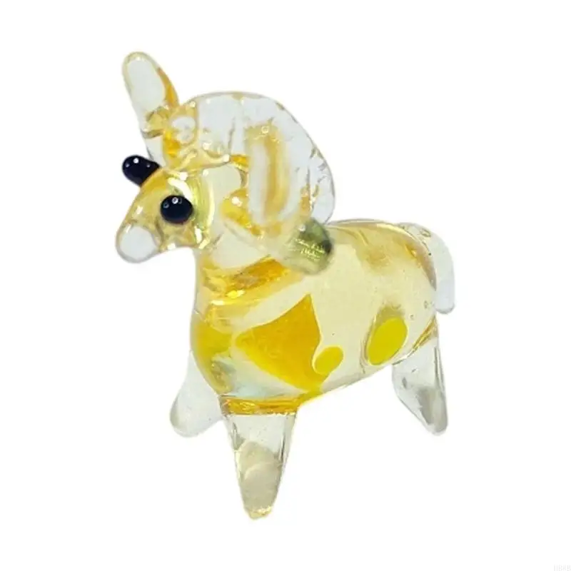 H8WB Glass Animal Figure for Home Shelf Use, Mini Display Accent for Desk Cabinet with Colored Light Catching Finish