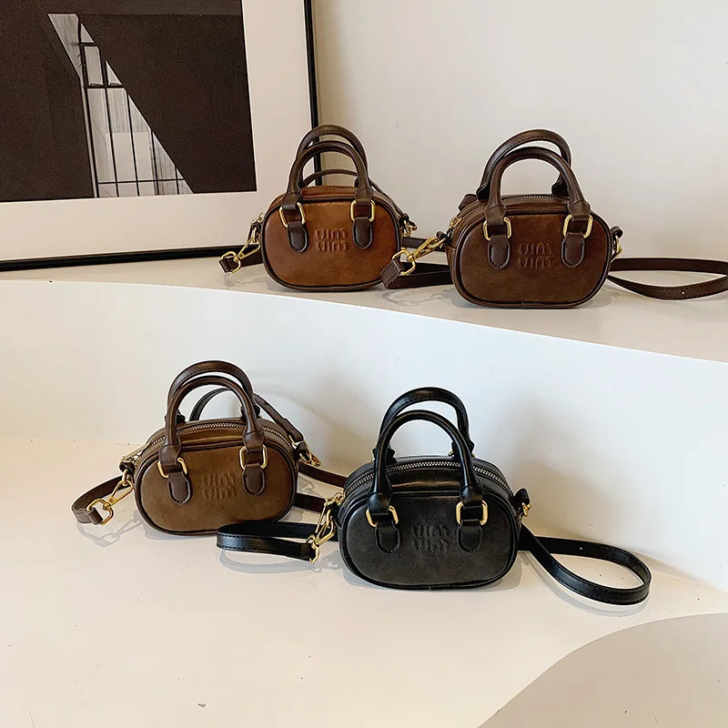 

2025 New Retro Women Mini Pillow Bag Crossbody Top Handle Shoulder Fashion Versatile Solid Color Purse