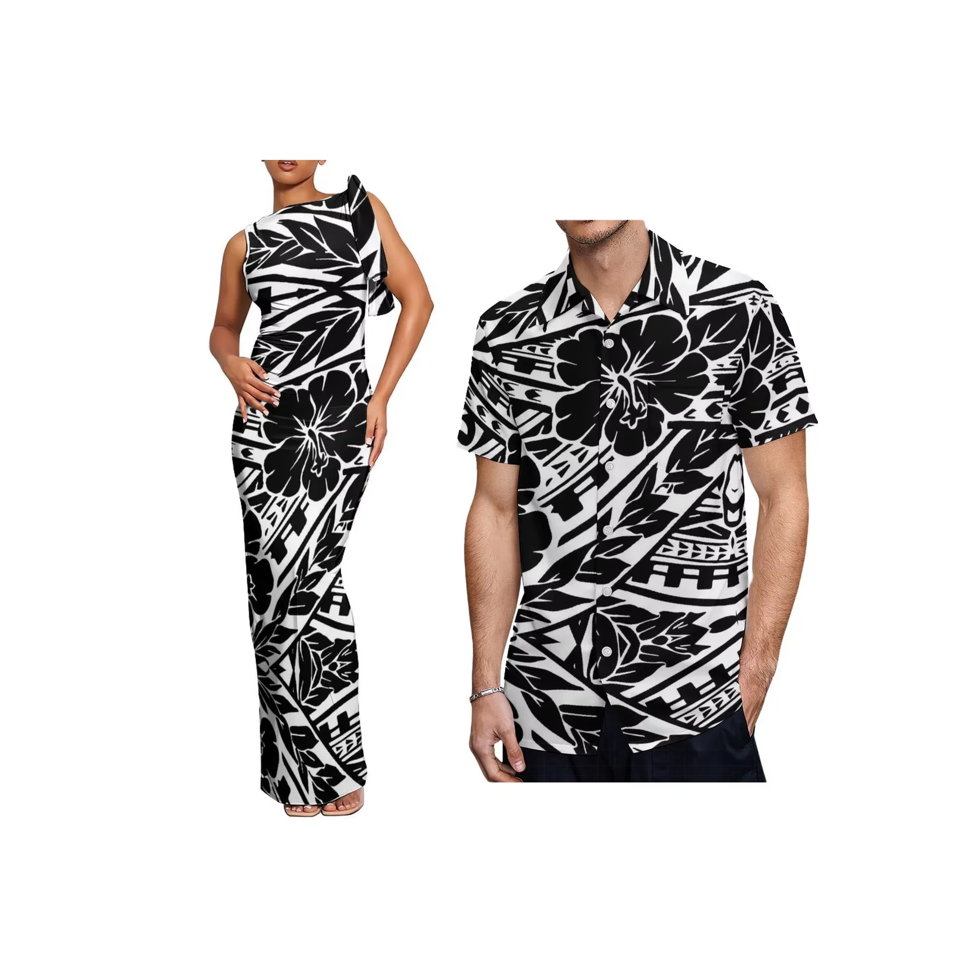 

New Polynesian Island Print Dress Custom Ladies Elegant Lace up Stacked Tie-Up Wrap Sleeveless Prom Maxi Dress