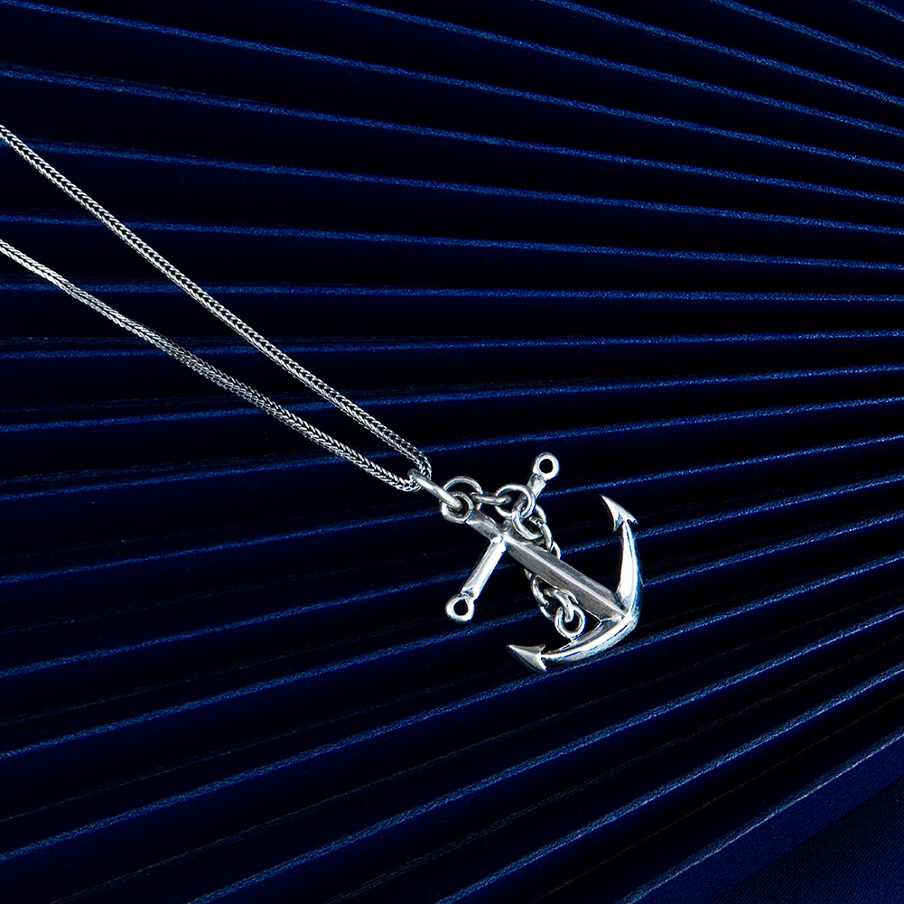 YYSuniee Anchor Necklace for Men, Solid 925 Sterling Silver Anchor Pendant Simple Classic 925 Silver Chain Necklace for women