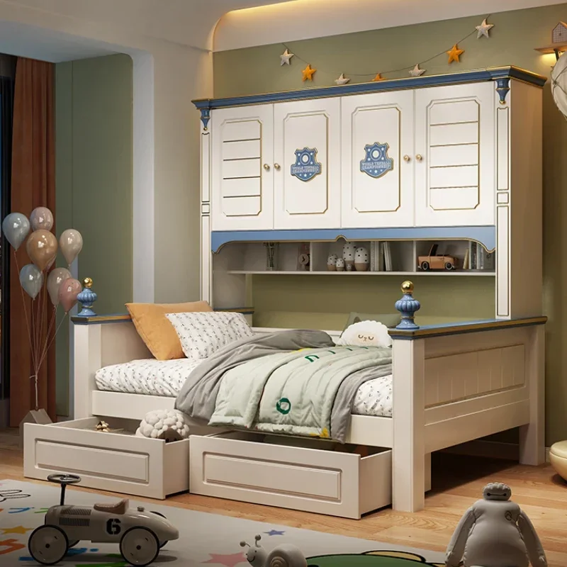 

Children's Boys single 1.5 meters Children's Wardrobe combination bed Small apartment high box bedroom