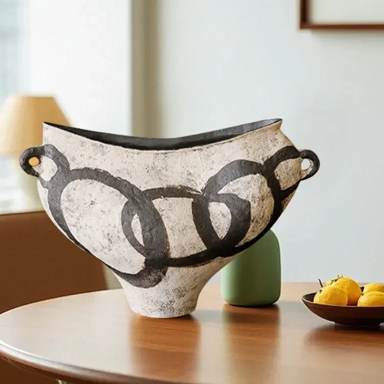 New Chinese creative hand-painted vase model room sales office exhibition hall home furnishing living room dining table ent