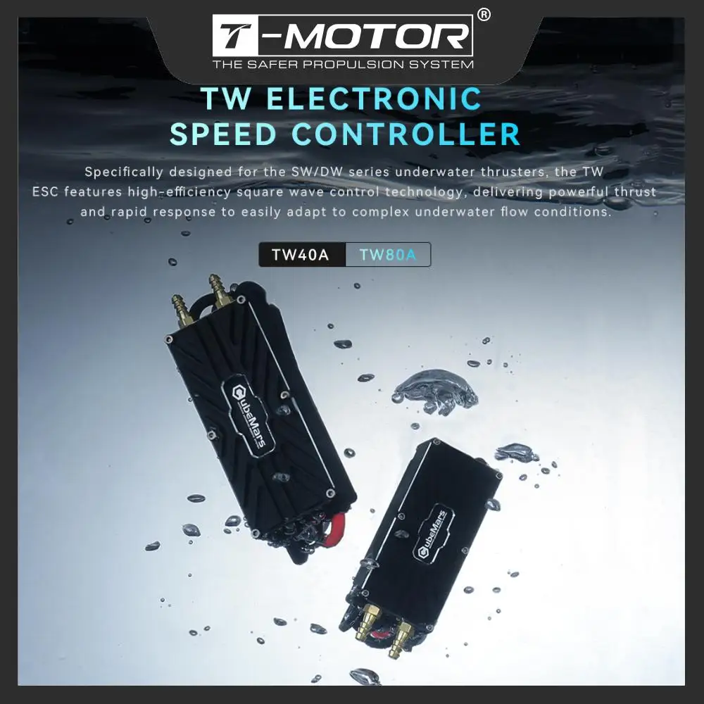 

Cubemars TW-40A/80A-12S(2pcs/set) Electronic Speed Controller for CW+CCW Underwater Thrusters Intelligent Monitoring of Motor
