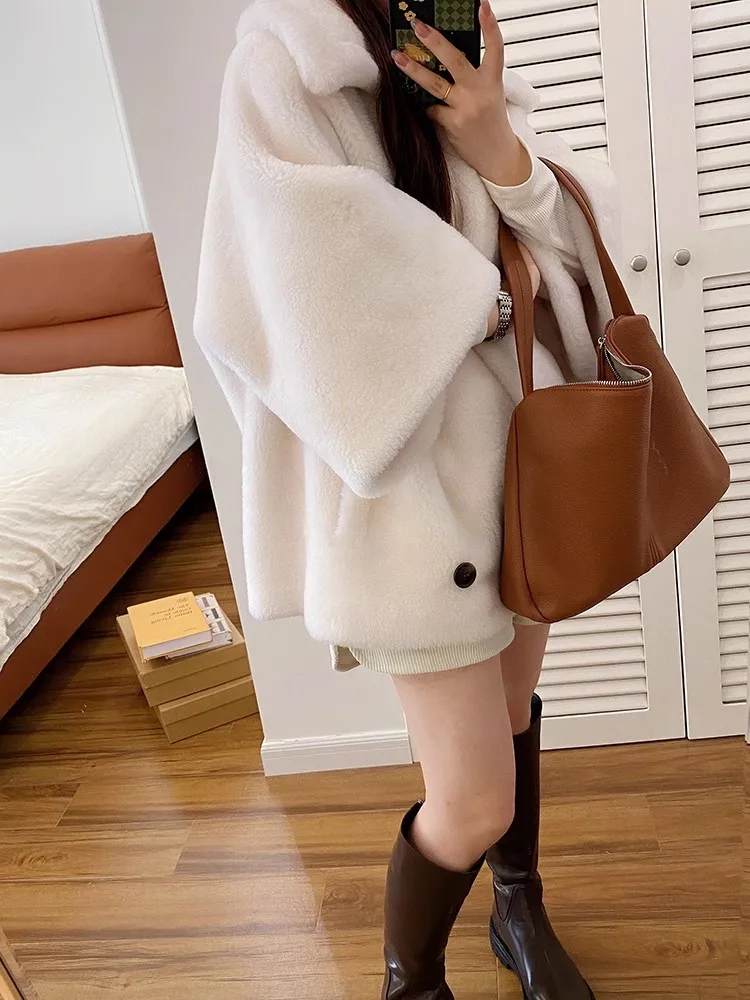 Full Wool Outwear Short Lamb Wool Suit Collar Winter Sheep Shearing Coat Women's Fur New