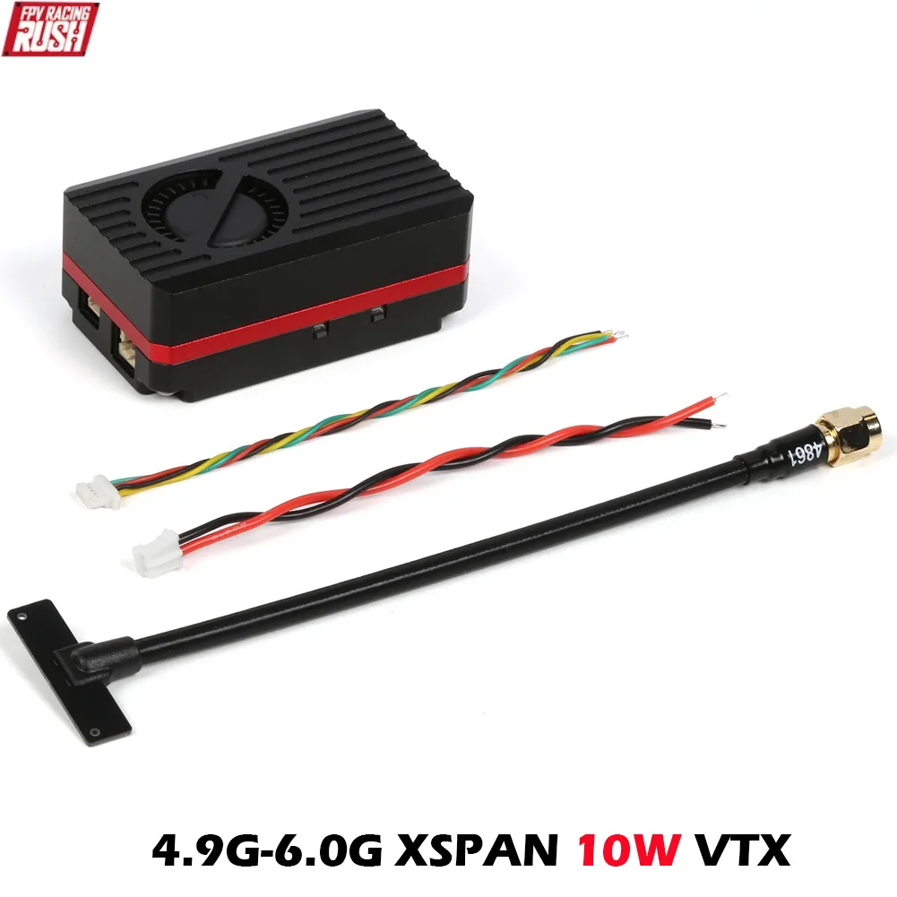 

RUSHFPV XSPAN 4.9G-6.0G 10W High Power 80CH VTX Video Transmitter with SMA Antenna for RC FPV Long Range Fixed-wing Drones DIY