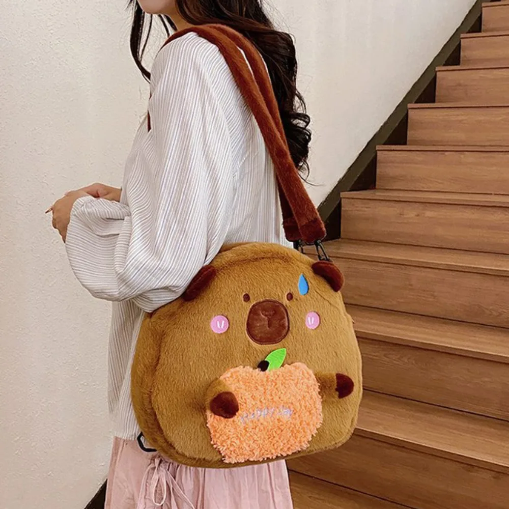 حقيبة تخزين محشوة كابيابرا حقيبة ظهر كابيابرا ناعمة خفيفة الوزن ولطيفة على شكل دمية كرتونية يوميًا #2