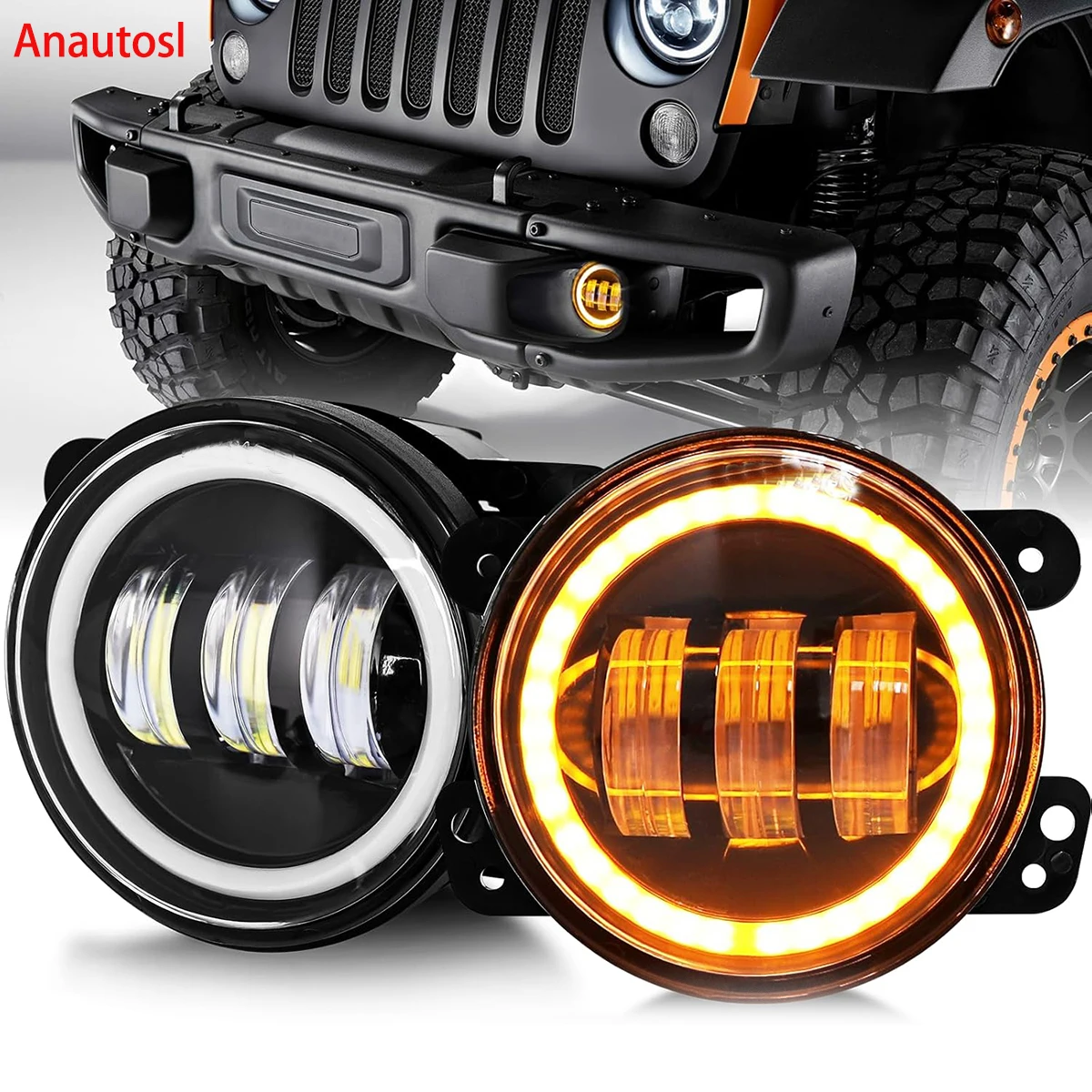 2pcs 4 Inch LED Fog Lights Round Car Driving Light Car Replacement Bulbs DRL Offroad Fog Lamps for Jeep Wrangler JK TJ
