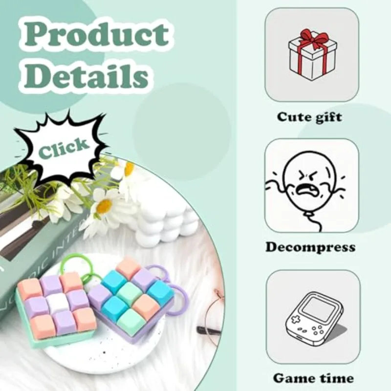 พวงกุญแจคลิกเกอร์คีย์บอร์ดแบบกลไก, ของขวัญคลายเครียดสีมาการอง สำหรับบรรเทาความเครียดและใช้เวลาว่าง
