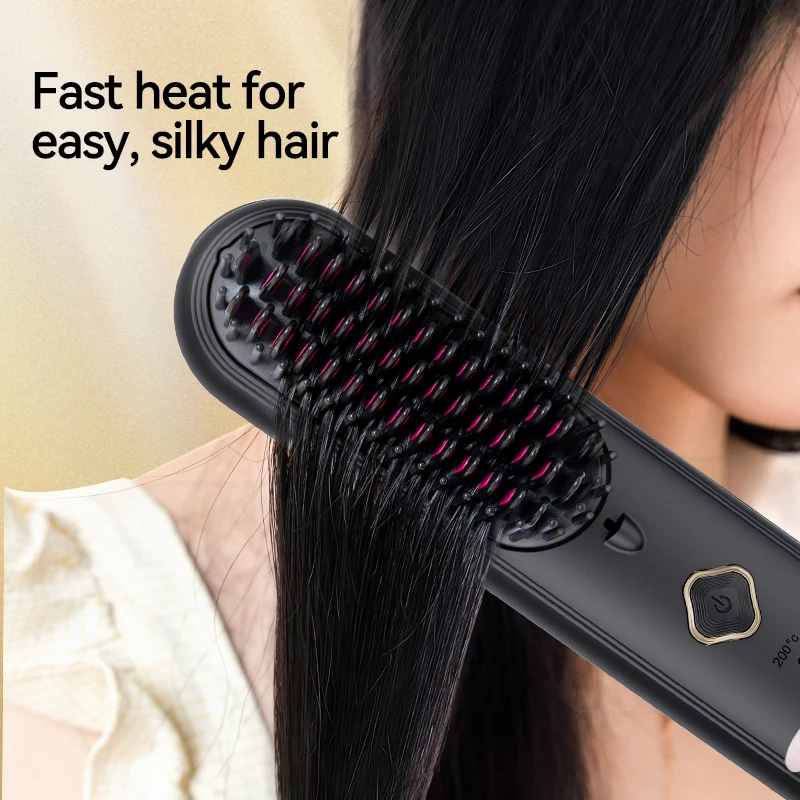 مشط تمليس الشعر اللاسلكي 100 مليون أداة تصفيف محمولة من السيراميك الأيونية السالبة بطارية 4000 مللي أمبير في الساعة أداة شعر للسفر