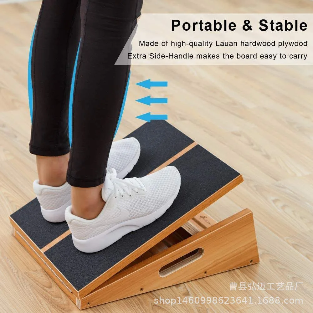 

Adjustable Foldable Wooden Incline Board Calf Ankle Stretcher Portable for Home Gym Yoga Pilates Balance Training