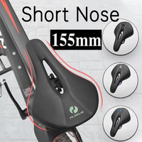 155mm Short Nose Bike Saddle Hollow Ventilated PU Leather Shock Absorbing Bicycle Comfortable for Road MTB Seat Cushion