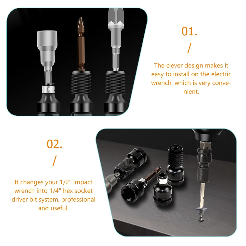 

4pcs Adapter Set Impact Driver Socket Adapter Drill Impact Wrench Converter Chrome Steel Tools Hand Tool Accessories