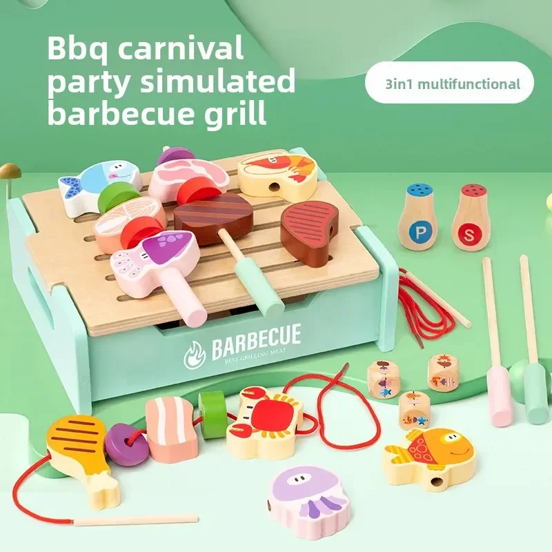 Juego de juguetes de parrilla de barbacoa de simulación para niños, modelo de juego de simulación, juguetes educativos para niños y niñas