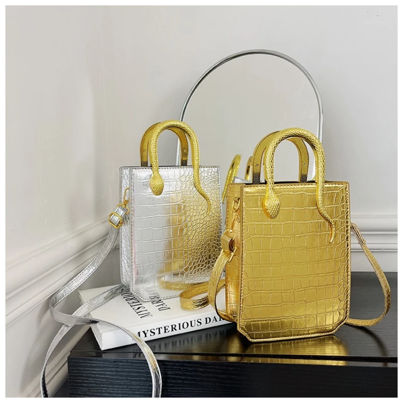Image of Modische Handtasche, Leder-Umhängetasche, Stein-Handtasche für Damen, glänzende Geldbörse und Handtaschen, Umhängetasche, PU-Tasche, P®®