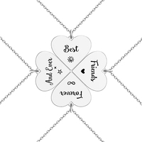 4 Pcs Heart Four Leaf Clover Pendant Necklace Stainless Steel Best Friends Forever And Ever Necklaces BFF Sisters Jewelry
